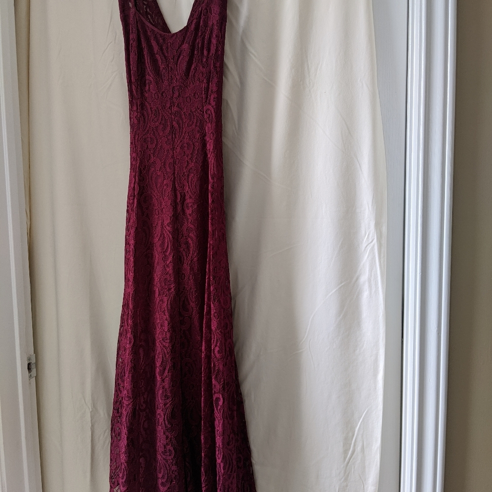 Maroon lace gown